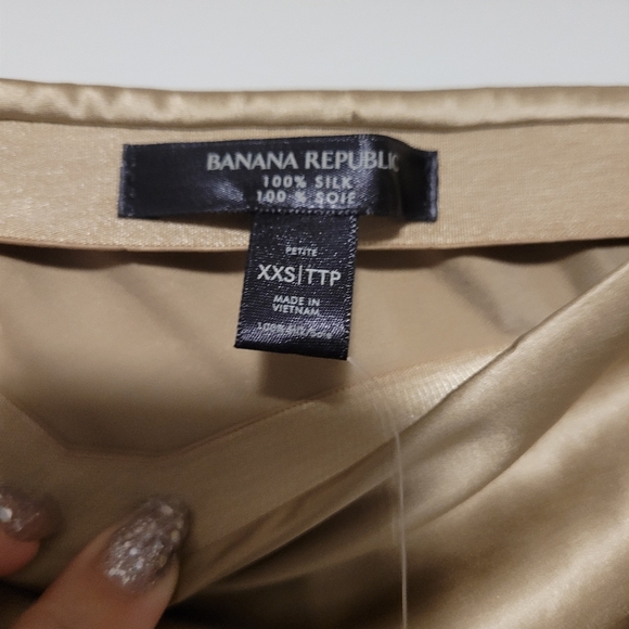 NWT Banana Republic 100% Silk Maxi Skirt XXS Petite Champagne Neutral - Picture 3 of 8